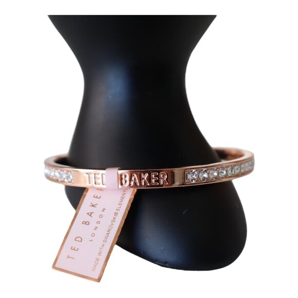 Ted Baker Womens Rose Gold Tone Bangle With Swarovski Crystals In Gift Box - Picture 1 of 8